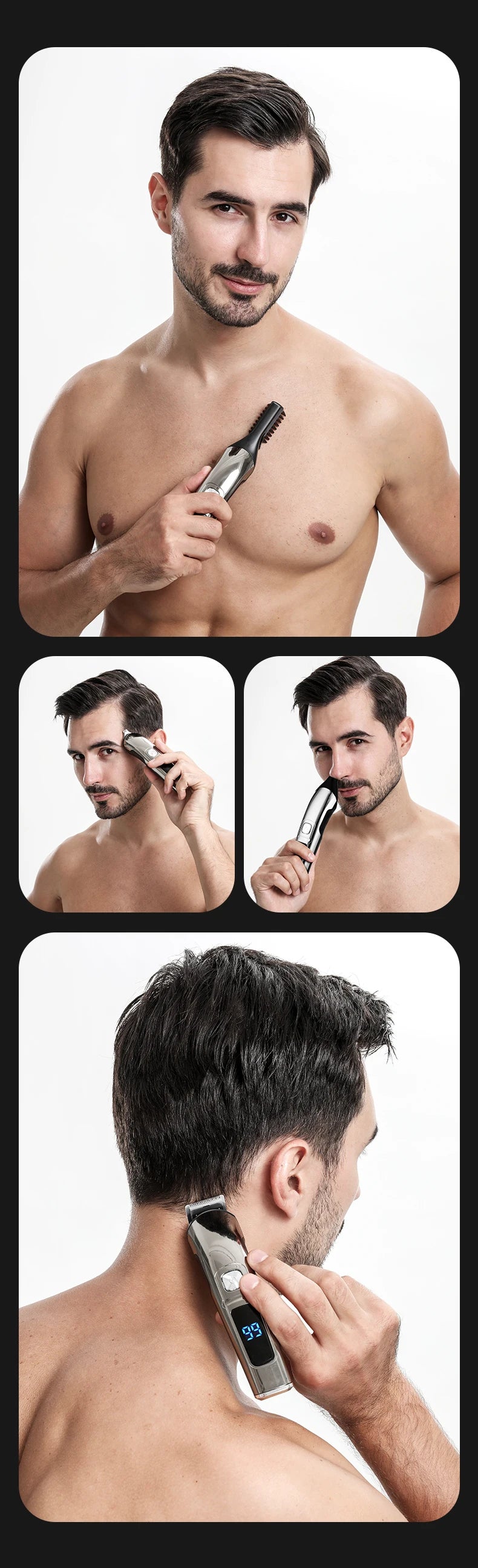 IRUIBEAUTY Men Hair Trimmer Set Face Body Beard Hair Clipper Waterproof Electric Hair Cutting Machine Grooming Kit Haircut
